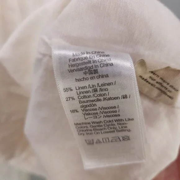 Madewell Tiered Mini Dress Linen Blend Pockets Ivory Size Large Boho Babydoll - Picture 8 of 13